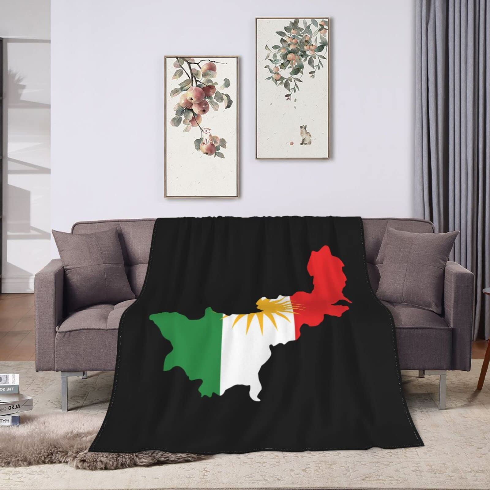 Amazon.com: Iraqi Kunrdistan Terrain Map Throw Blanket for Couch